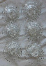 6 Small Glass Jacobean Dessert Bowls. Vintage. Used.