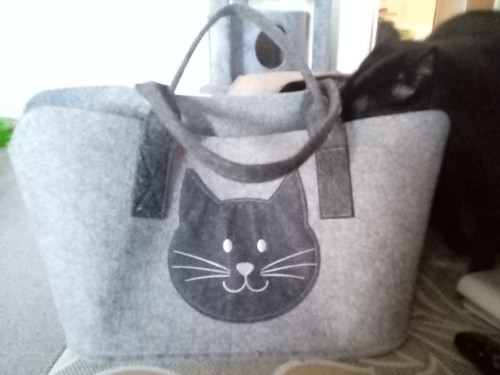 Canvas bag black cat - canvas,
