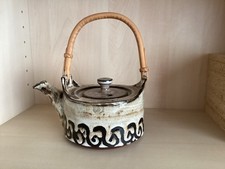 Ornamental Pottery Teapot With Bamboo Handle