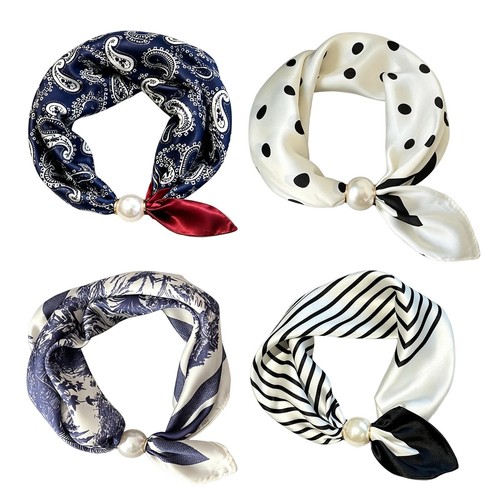 Lightweight pearl buckle scarf - buckle,