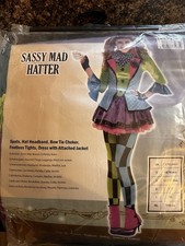 Sassy Mad Hatter Girls' Fancy Dress Costume Size 14-16 