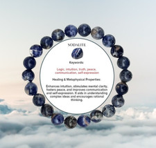 Sodalite 8mm Natural Gemstone Crystal Beaded Healing Elastic Bracelet
