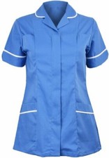 Nurse Uniform Ladies Collared Tunic Zipper Closure Healthcare Uniform Size 8-26
