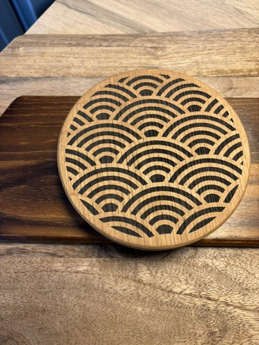 Round wooden trivet rainbow - wooden,