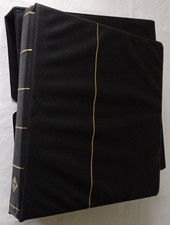 LIGHTHOUSE BLACK LUXURY PADDED 4-RING STAMP ALBUM & SLIPCASE, EXCELLENT