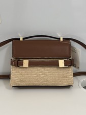 H&M Raffia Crossbody Bag Leather Strap Buckle Detail - Brand New With Tags
