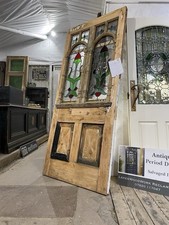 HUGE ANTIQUE GRAND & ORNATE  FRONT DOOR - VICTORIAN  -Stained Glass, RECLAIMED