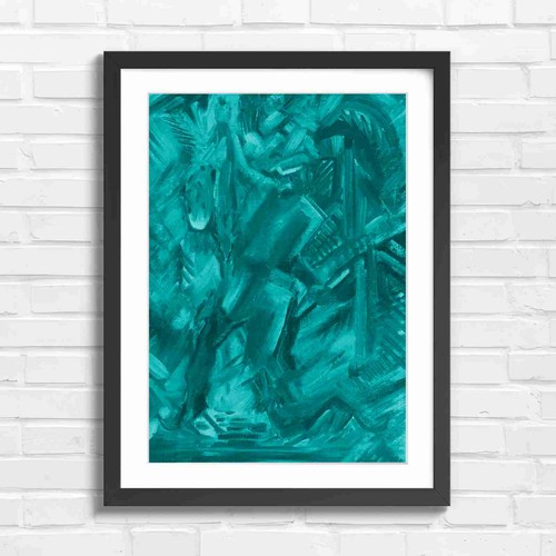 Bold abstract hunter with dog - bold,