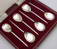 SET of SIX ENGLISH STERLING SILVER ROMAN REPLICA SPOONS 1970 CASED
