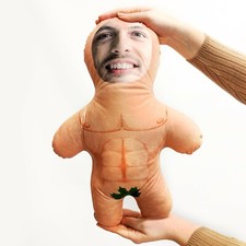 Naked Hunk Mini Me Teddy Custom Personalised Face Doll Cushion Funny Beach Gift