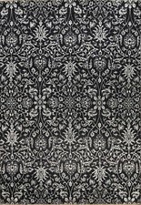 Floral Black/ Silver Wool /