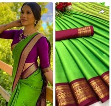 Kanchipuram Designer Silk Saree Indian Wedding Bollywood Formal Banarasi Sari