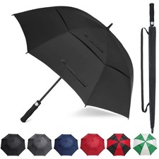 68 Inch Large Golf Umbrella Windproof Double Canopy Vented Automatic Open
