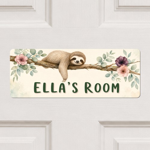 Personalised sloth door sign - personalised,