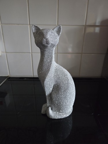 Silver diamanté siamese cat - silver,
