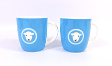 Pair Of Blue Herdy Classic Sheep Logo Mugs