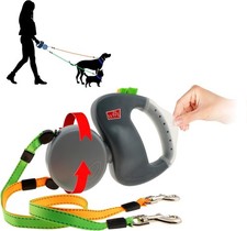 Wigzi Two Dog Retractable Non-Tangling Leash with Innovative Gel S/M 