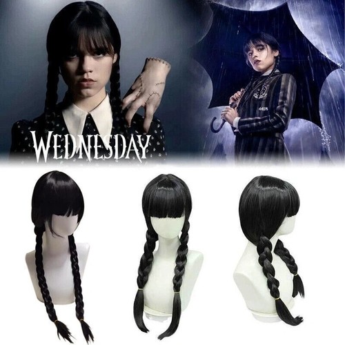 Adults black long pigtails - long,