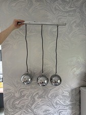 3 Lights Chrome Finish Pendant Bar Ceiling Fitting Light With Smoke Glass Shades