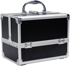 Makeup Vanity Beauty Cosmetic Travel Storage Organiser Box Case w/ Mirror Black