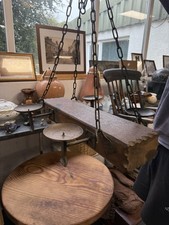 Antique Gothic Arts & Crafts Candle Chandelier Medieval 4 Light  METAL And Wood