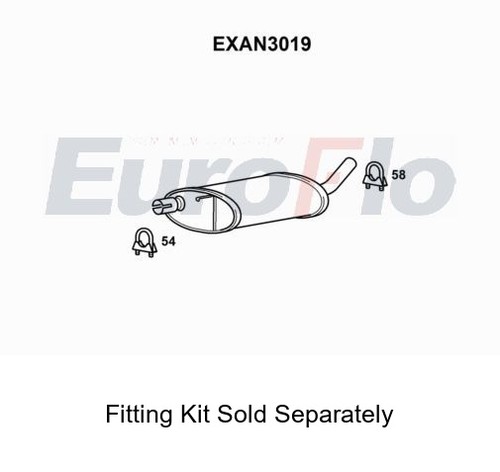 Rear muffler silencer - rear, insert