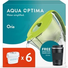 Oria Water Filter Jug with 6 Filter Cartridges and Free Mug by Aqua Optima
