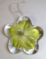 Shakspear Glass Hanging Green & Clear Glass Flower Design Ornament Excellent S1