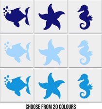 Bathroom Tile Stickers FISH STARFISH SEAHORSE Vinyl Wall Decals Transfers