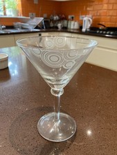 Large Vintage Clear Cocktail Martini Glass 7.25" (18cm) tall, circle etched dec