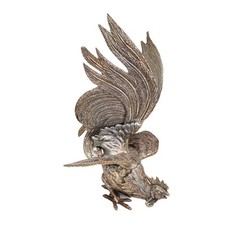 Vintage Silver Metal Rooster Figurine French Country Farmhouse Kitchen Decor