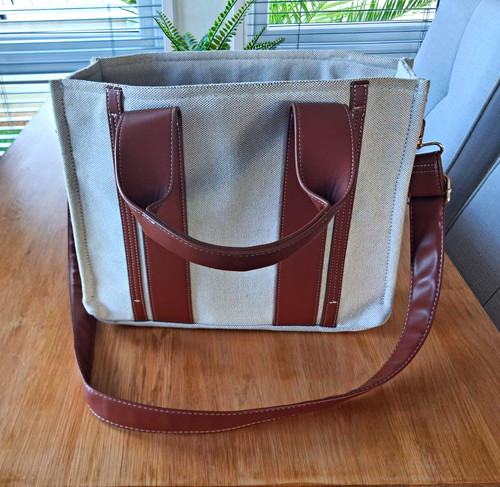 Beige canvas tote - canvas, bag