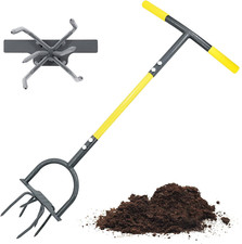 Jardineer Manual Garden Twist Tiller with Foot Plate Heavy Duty Hand Cultivator