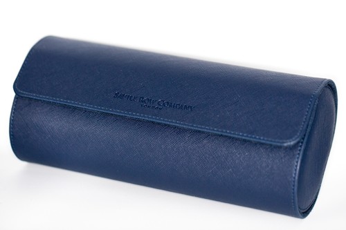 Leather watch roll case - watch, blue