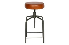 WOOOD Nouk Stool Vintage Metal Leather Stool