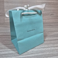 Tiffany & Co Gift Bag Robins Egg Blue Small With Handles And Ribbon Tie 6×5×4
