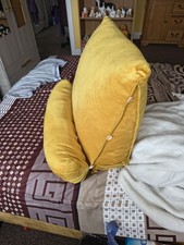 Yellow Crushed Velvet Wedge Pillow Cushion Memory Foam Back Support