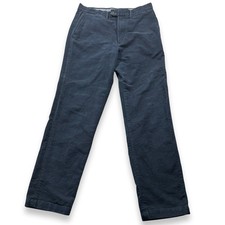 M&S Chino Trousers Mens W32 L31 Moleskin Navy Blue Preppy Cut 37 Smart Casual