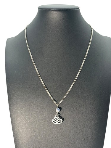 Vintage silver tone blue bead - silver,