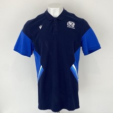 Scotland Rugby Polo Shirt Macron Navy & Blue Mens Size 3XL Top T-shirt Collared