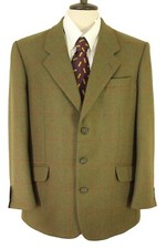 GURTEEN GREEN MENS 42R GREEN MIX 3-BUTTON SPORTING HACKING TWEED JACKET