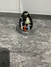 Black Porcelain Egg Dated 1988 FM On Clear Plastic Stand