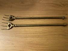 VINTAGE & RARE! A PAIR of Solid "BRASS TOASTING FORKS" with Telescopic Handles