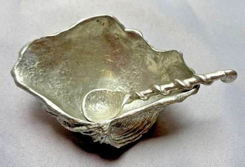 Vintage pewter oyster shell - vintage,