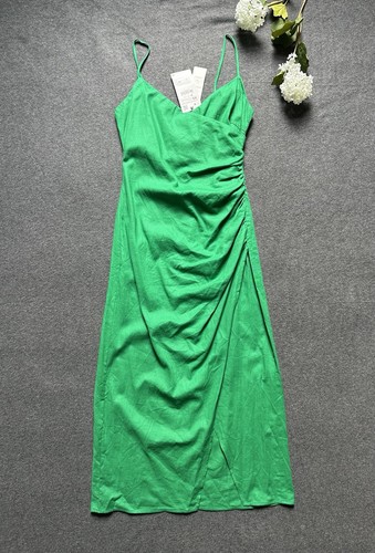 Zara green linen blend dress - blend,