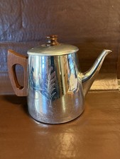 SONA J127B Polished  Aluminium Coffee/Water Pot - Teak Wood Handles - 16cm tall