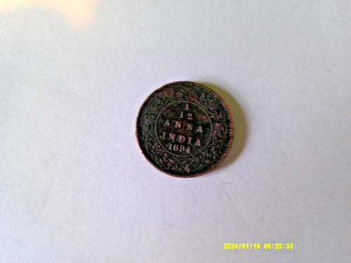 Indian anna coin 1894 - 12,