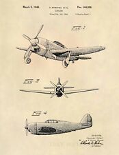 Vintage Airplane 1940s Official US Patent Art Print- Antique Aircraft WWII - 661