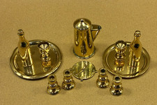 Vintage Miniature Brass Job Lot Coffee Pot Trays Bottles Goblets Candlesticks
