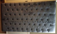 Headboard Super King Grey Extra Tall High Plush Velvet Fabric Buttoned Strutted